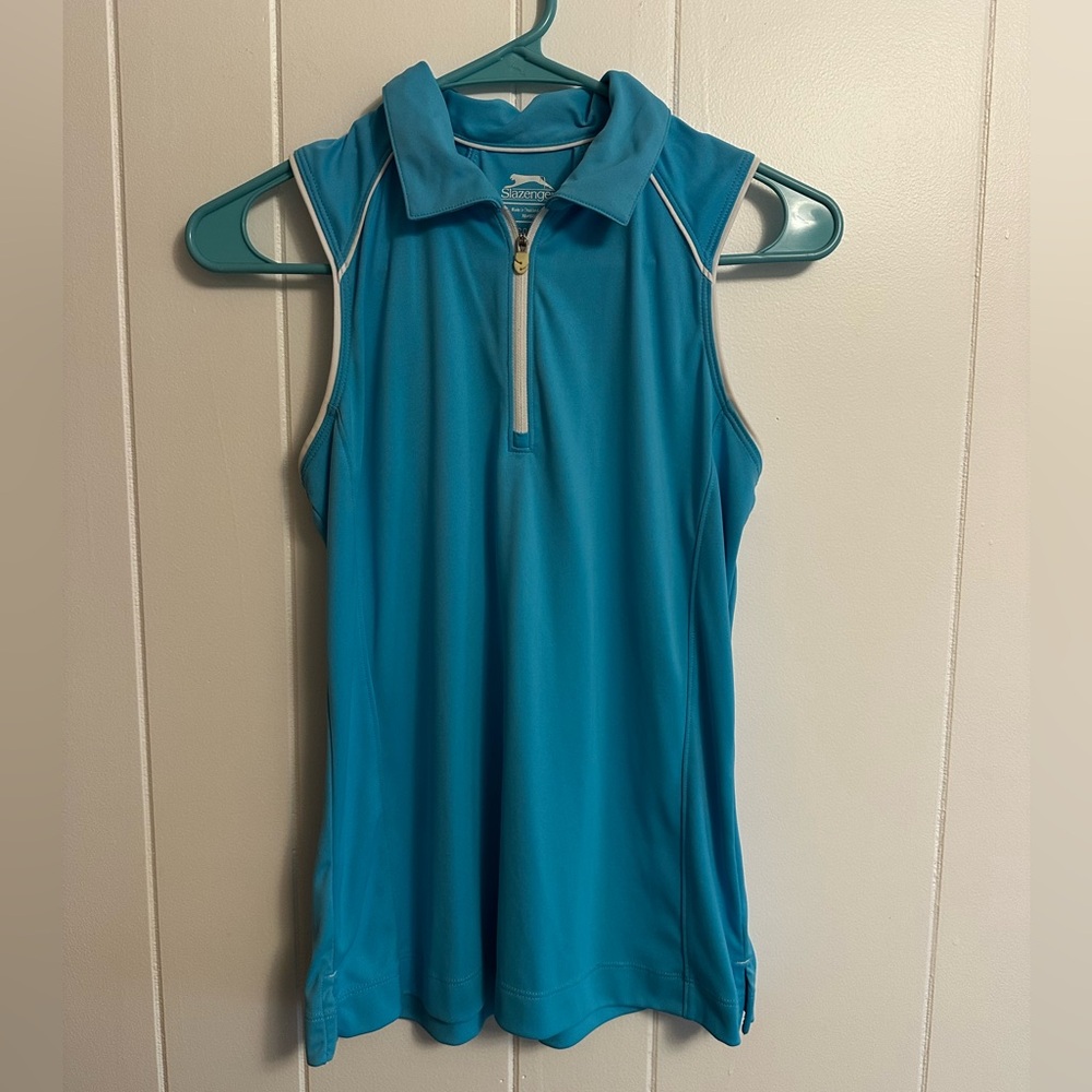 Slazenger Blue Sleeveless Golf Top with White Piping